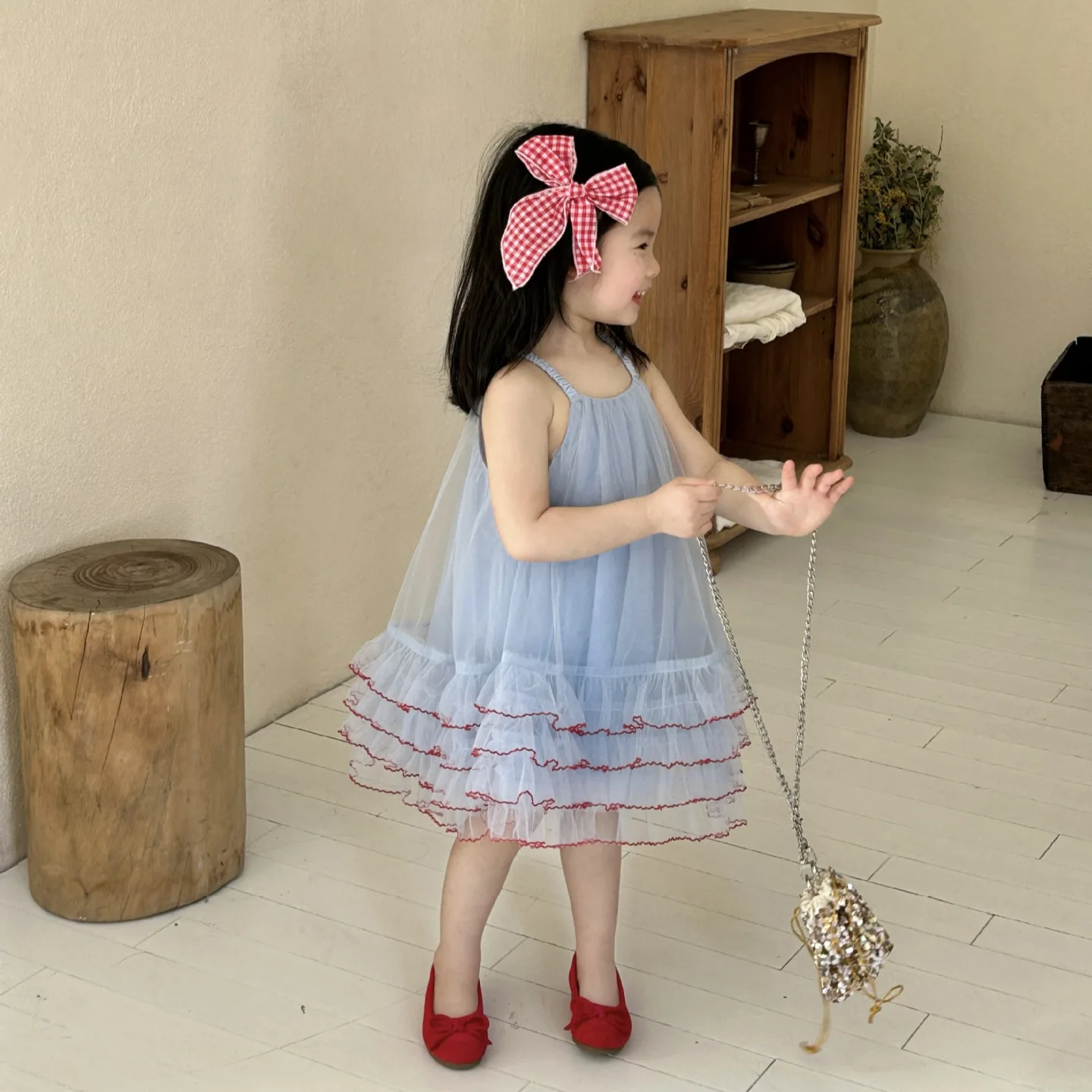 

2026 Summer New Children's Clothing Korean Children's Clothing Girls Cake Skirt Children Gauze Suspender Skirt Children's Skirt