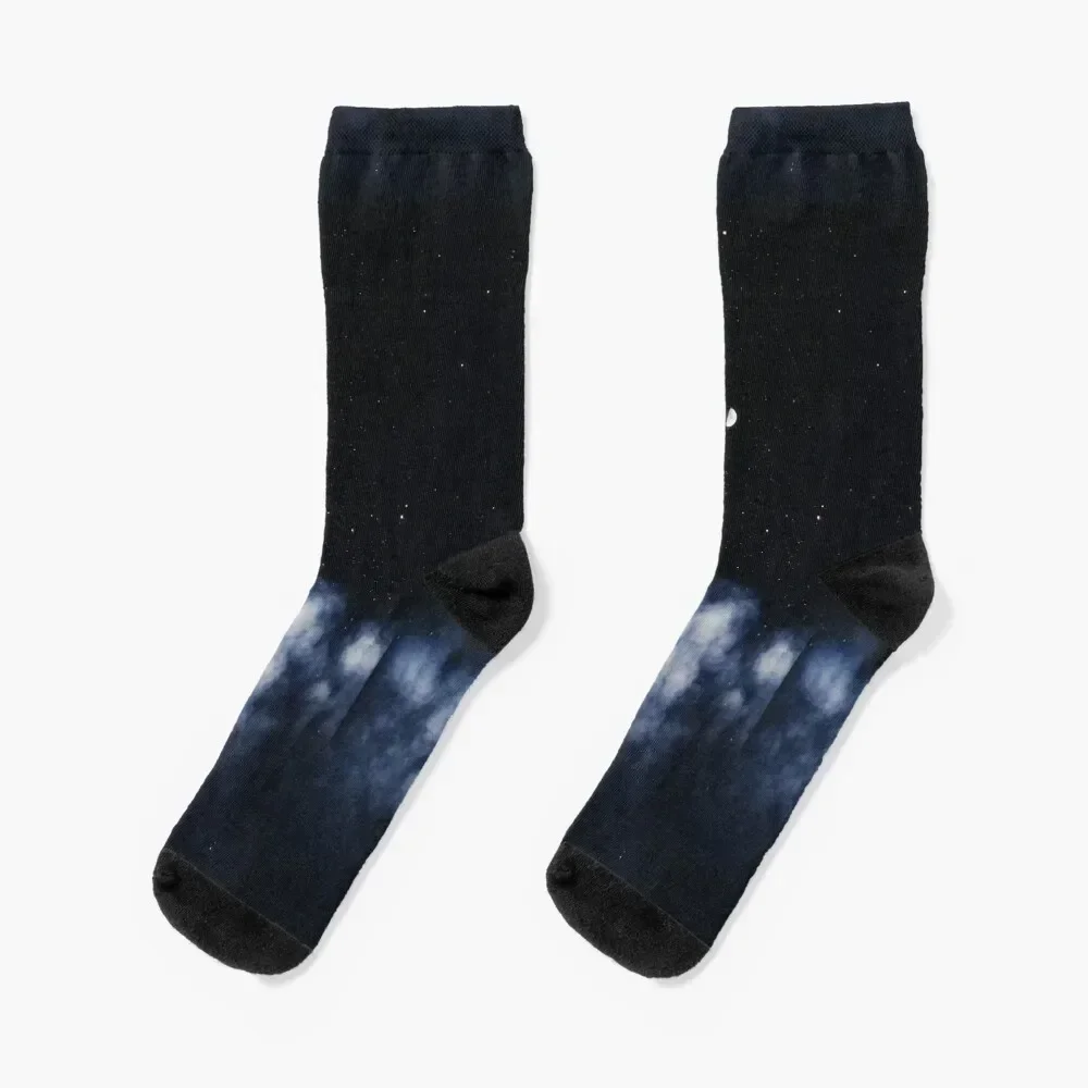 Contrail moon on a night sky Socks cotton Wholesale with print Male Socks Women's