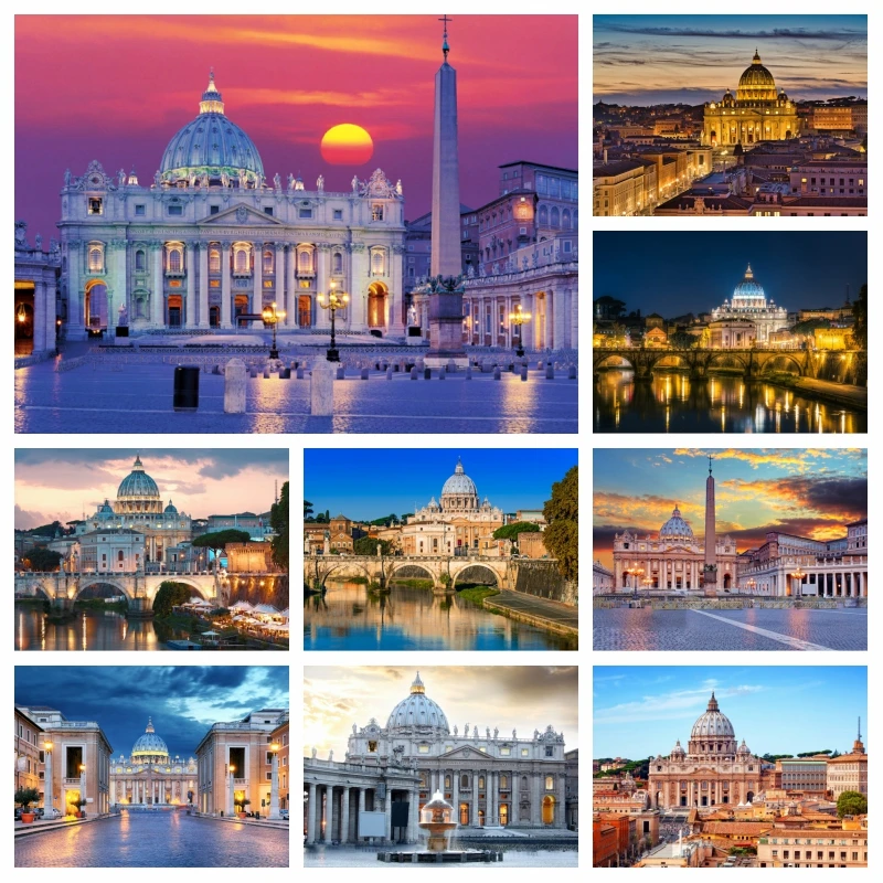 Città del Vaticano Paesaggio Diamante Mosaico Pittura Arte Quadrato di San Pietro Italia Paesaggio urbano Religione Ricamo Punto croce Decorazione