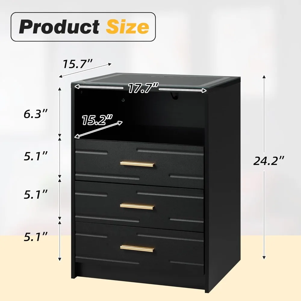 wireless charging nightstand with touchscreen, adjustable brightness led lights, and smart features