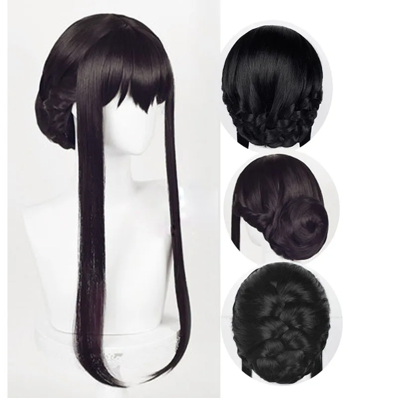 Yor Forger Cosplay Wig SPYXFAMILY Heat Resistant Synthetic Hair Wigs + Wig Cap + Hairband + Earrings + Weapon Accessories