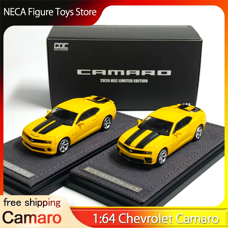 Modelo de Auto a Escala 1:64 del Chevrolet Camaro de Goc, en Aleación Fundida a Presión, Color Amarillo, para Coleccionistas de Autos a Escala