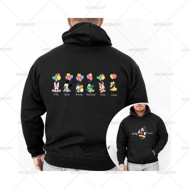 

Мужские толстовки с капюшоном Disney Daddy Mickey Mouse, женские повседневные толстовки большого размера, пуловер унисекс для пар, осенне-зимняя хлопковая флисовая толстовка
