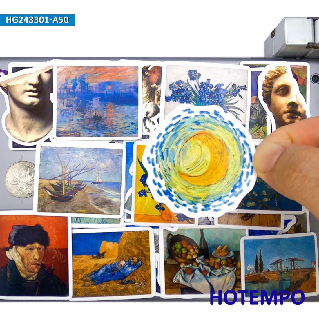 20/30/50Pieces Oil Painting Stickers Creative Fashion Retro Art Pattern for Phone Laptop Scrapbook Luggage Bike Car Sticker Toys
