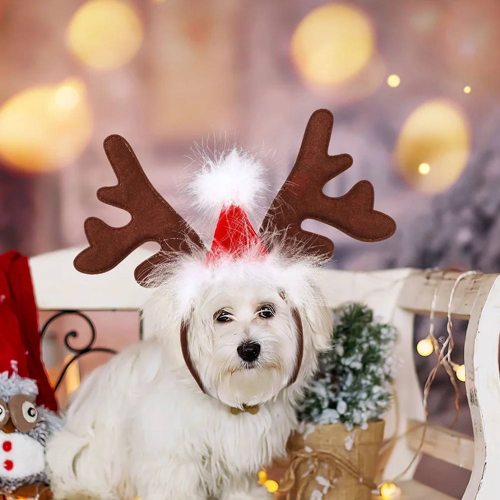 

2pcs Christmas Reindeer Antlers Headband For Pets Dog Cat Holiday Accessories Soft Comfortable Festive Party Photo Shoot Wear