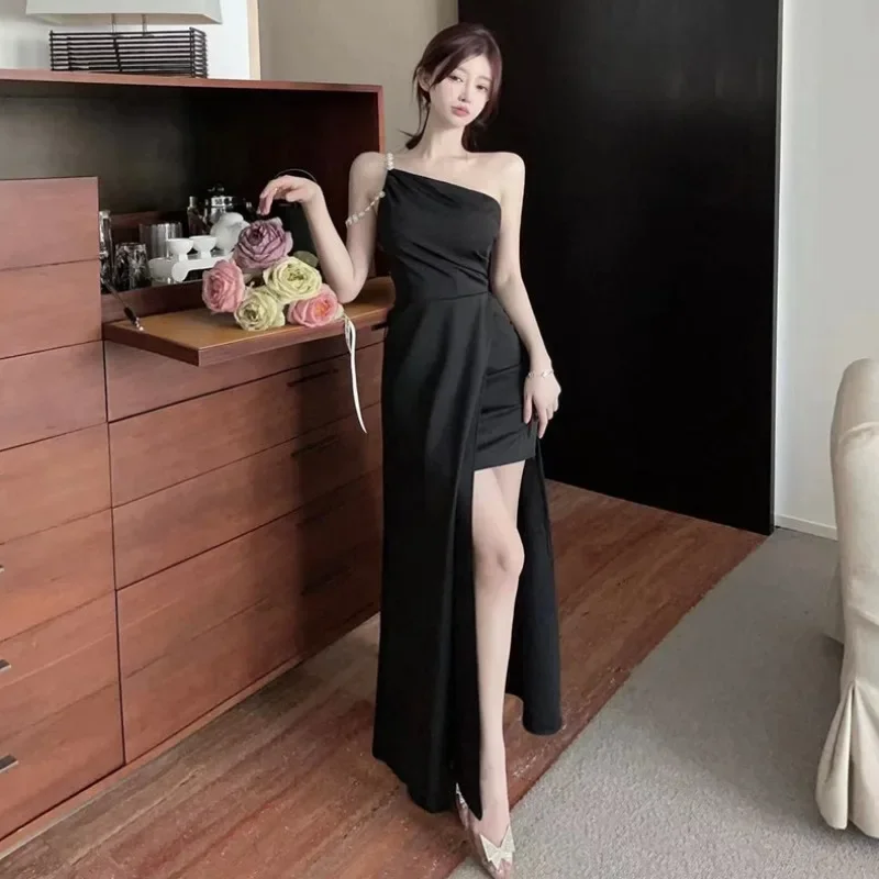 Gege's Elegant Socialite Sexy Birthday Banquet Evening dress Long dress  Shoulder Bag Hip Dovetail Dress