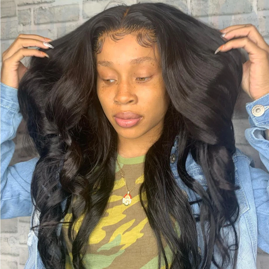 18 32 42 Inch Long Body Wave Wavy Wave 180 Density 13x4 13x6 360 Transparent HD Lace Frontal Wigs Pre Bleached Knots Pre Plucked Brazilian Remy Human Hair For Women