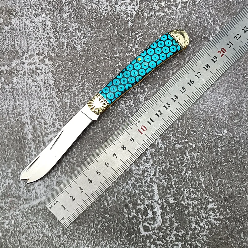 Brass + resin double open folding  Household grafting knife Flower wood pruning knife Tree bud