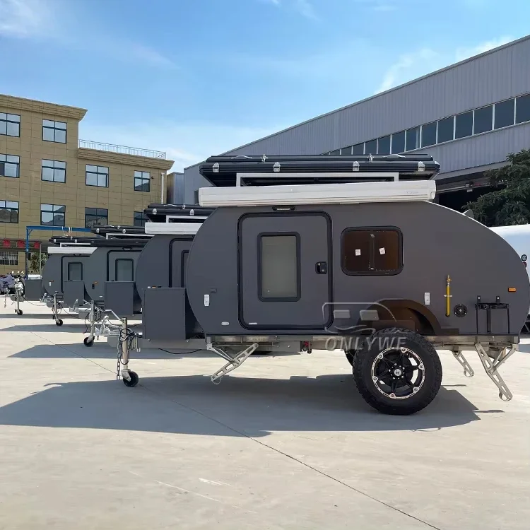 ONLYWE Best Cheap Price Mini Overland Camping Caravan Travel Trailer Small Off Road Teardrop Rv Camper Trailer for Sale