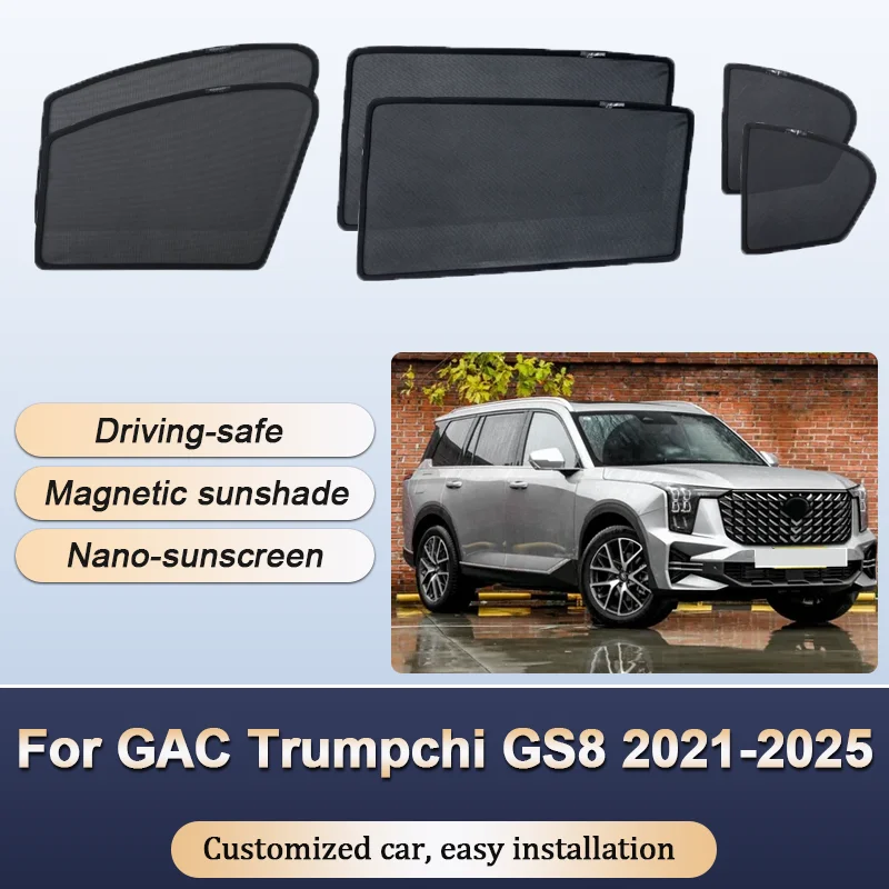 

Sun Shades For GAC Trumpchi GS8 MK2 2021-2025 Sunshades Magnetic Heat insulation Curtains Privacy Window Visor Car Accessories