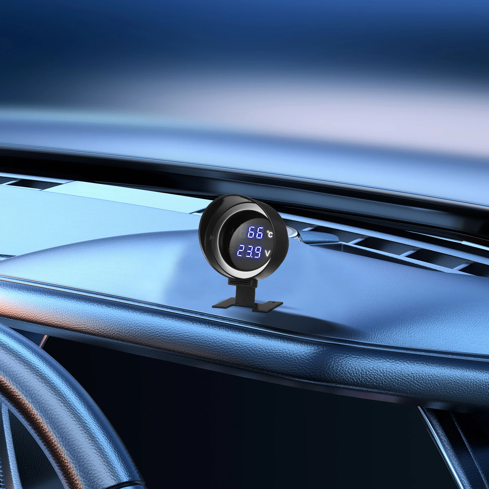 

Car Water Temperature Gauge Vehicle Voltage Gauge Dual Function LED Display Compact Installation Cars Trucks Motorcycles Engine