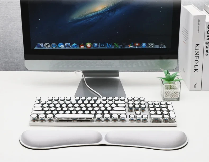 Faltbares Memory-Schaum-Handgelenkauflage-Set, Tastaturauflage, ergonomische Unterstützung für Büro und Gaming, kompakt, Grau – Detail 1