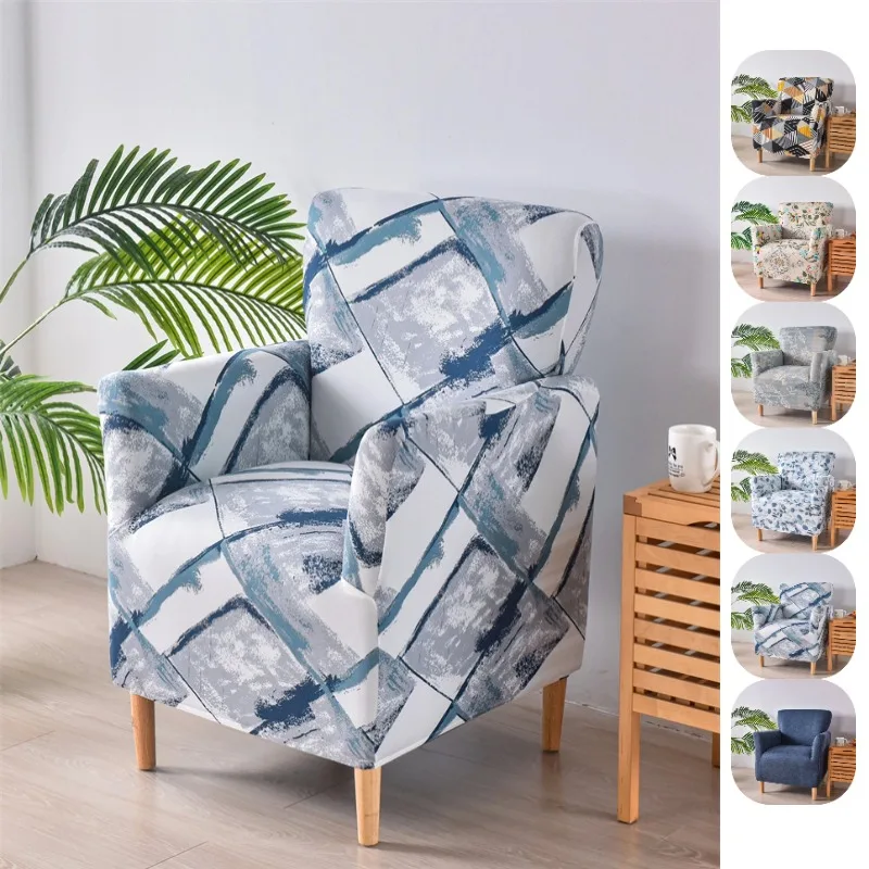 1pc Nordic Floral Print Sofa Cover Elastic Spandex Armchair Cover Single Removable Couch Slipcovers for Bar Counter Living Room