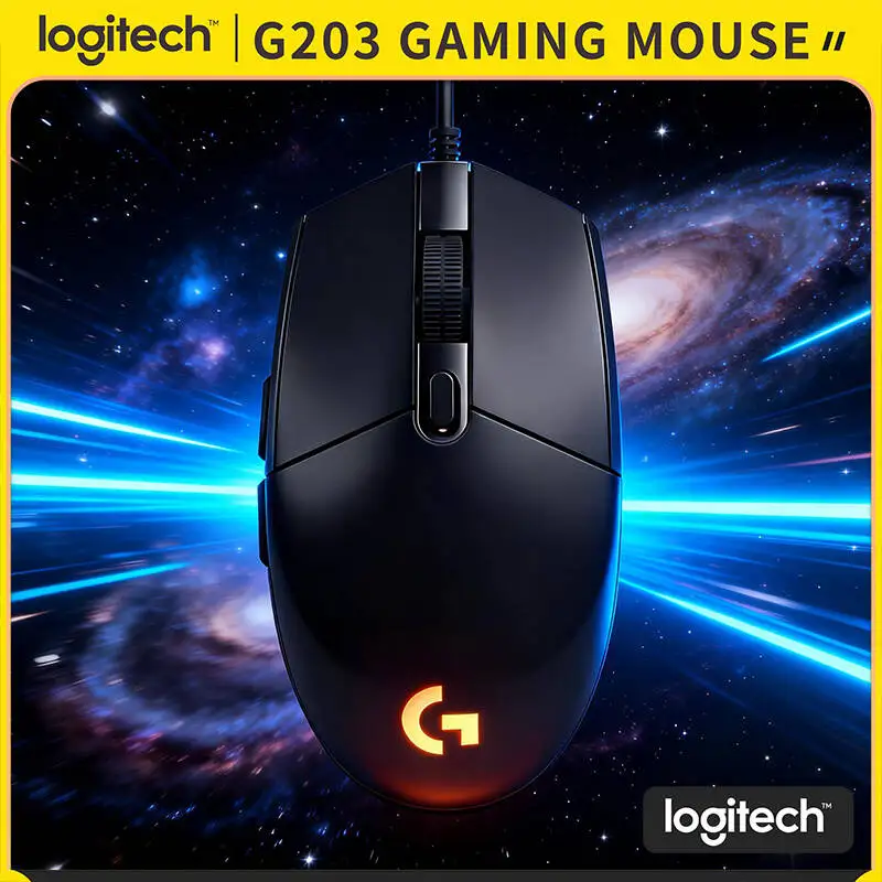 

Logitech G203 LIGHTSYNC Wired Mouse Gaming-Grade 8000 DPI 16.8M RGB Colors 6 Buttons Mechanical Tensioning 2.1m Cable