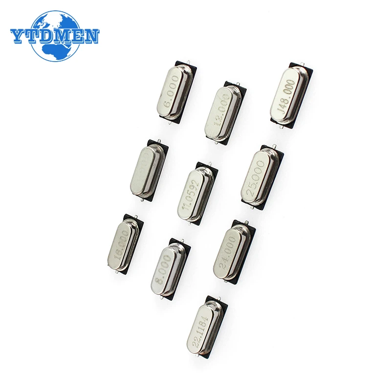 10Values*10pcs=100pcs Quartz Resonator SMD Crystal Oscillator Kit 4MHz 6MHz 8MHz 12MHz 16MHz 24MHz 25MHz 48MHz HC-49S Oscillator