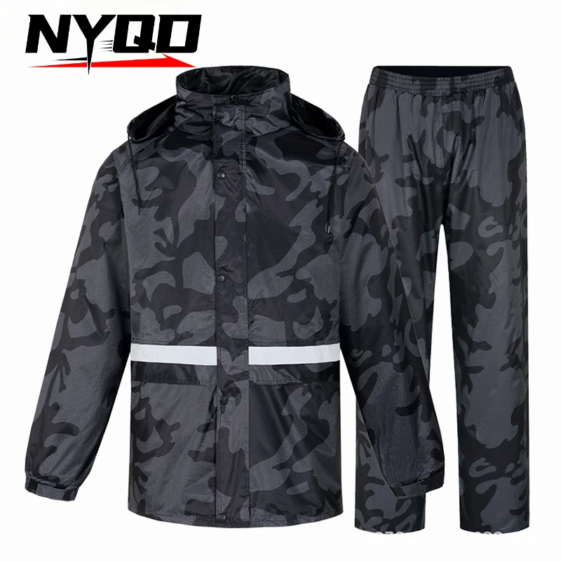 

Raincoat Rain Pants Suit Fan Color Men's and Women's Long Breathable Men's Separates Motorcycle Vehicle Cycling