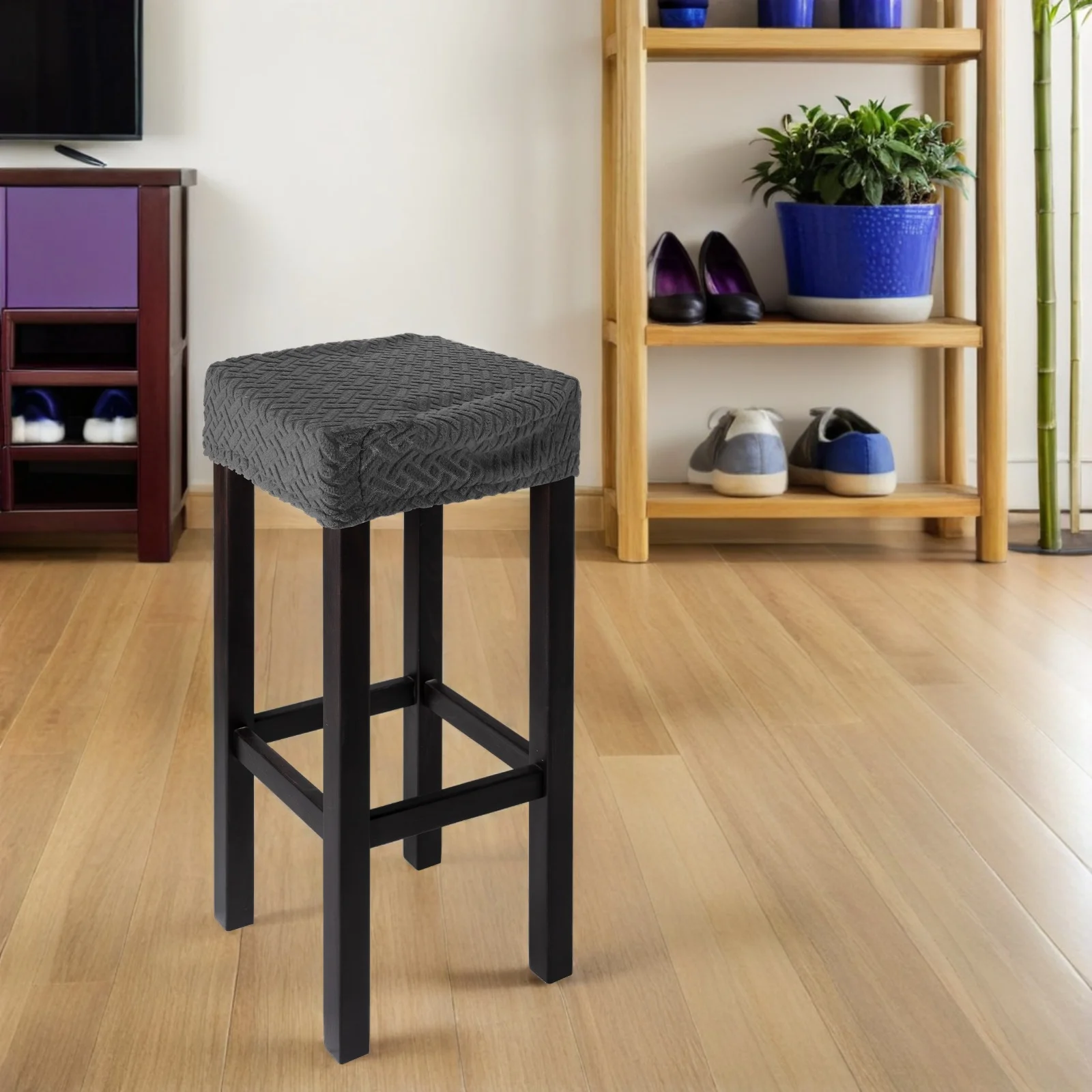 

Elastic Rectangle Stool Cover for Bar Stool Dressing Vanity Counter Washable Stretchy Slipcover Dining Kitchen Chairs