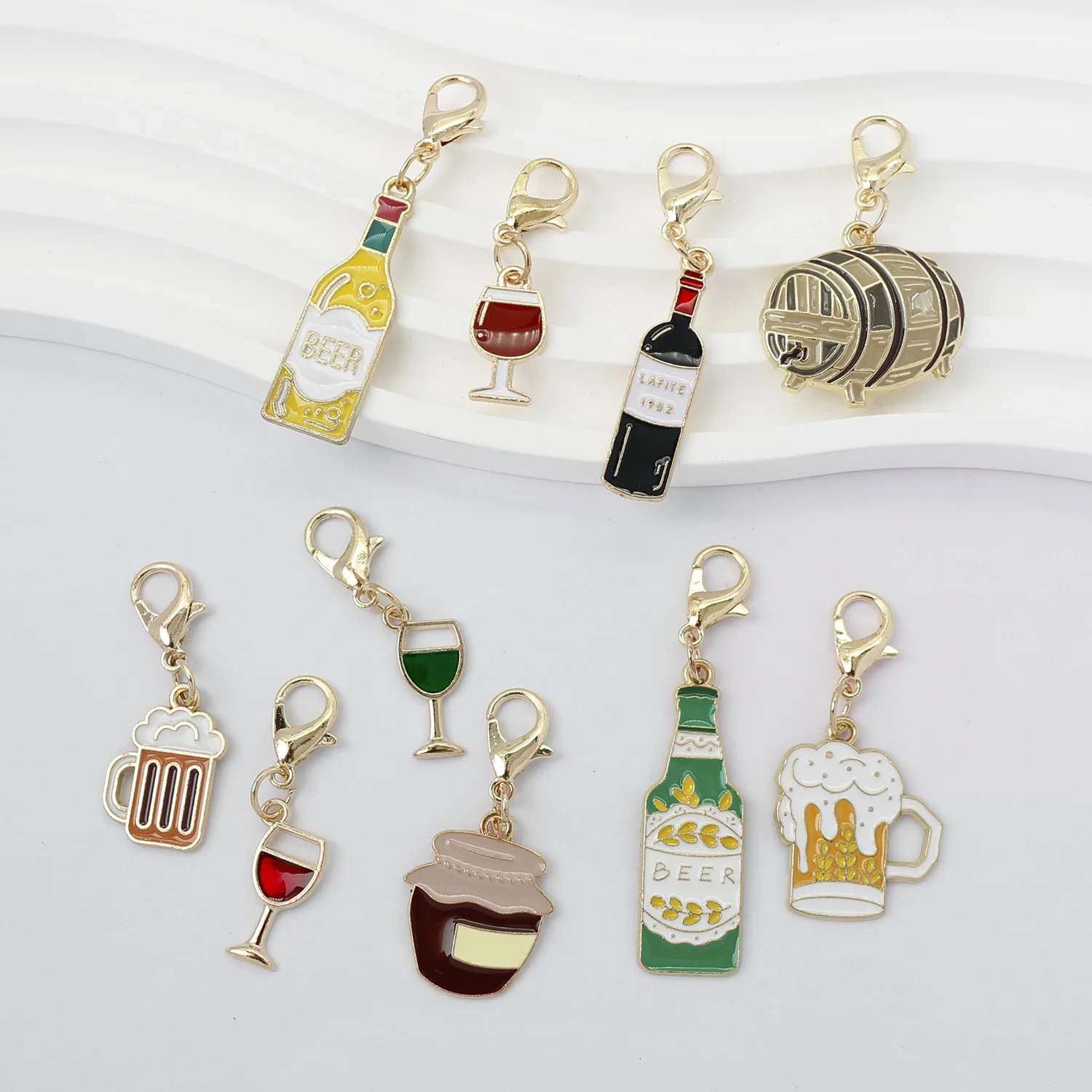

20pcs Alloy Metal Drop Oil Red Wine Glass Beer Glass Charms Lobster Buckle Kit Pendant For Enamel DIY Jewelry Accessories