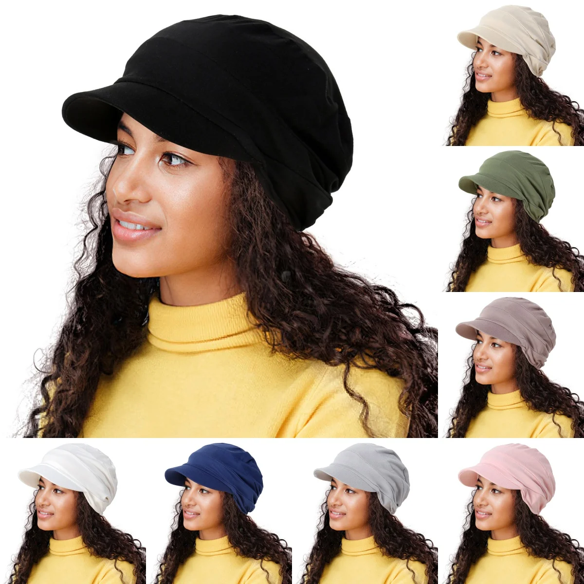

2026 New Solid Color Muslim Hijab Caps With Brim Women Baseball Cap Wrap Head Ramadan Ladies Fashion Headwear Turban Bonnet
