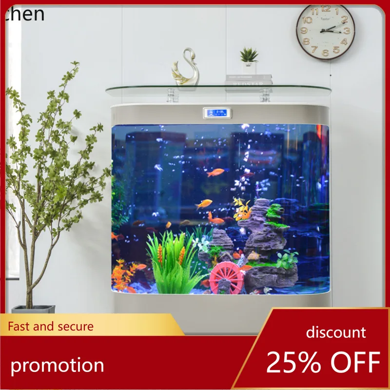 

CZ Living Room New Model Medium-Large Glass Curved Freestanding Wall-Mounted No-Water-Change Aquarium