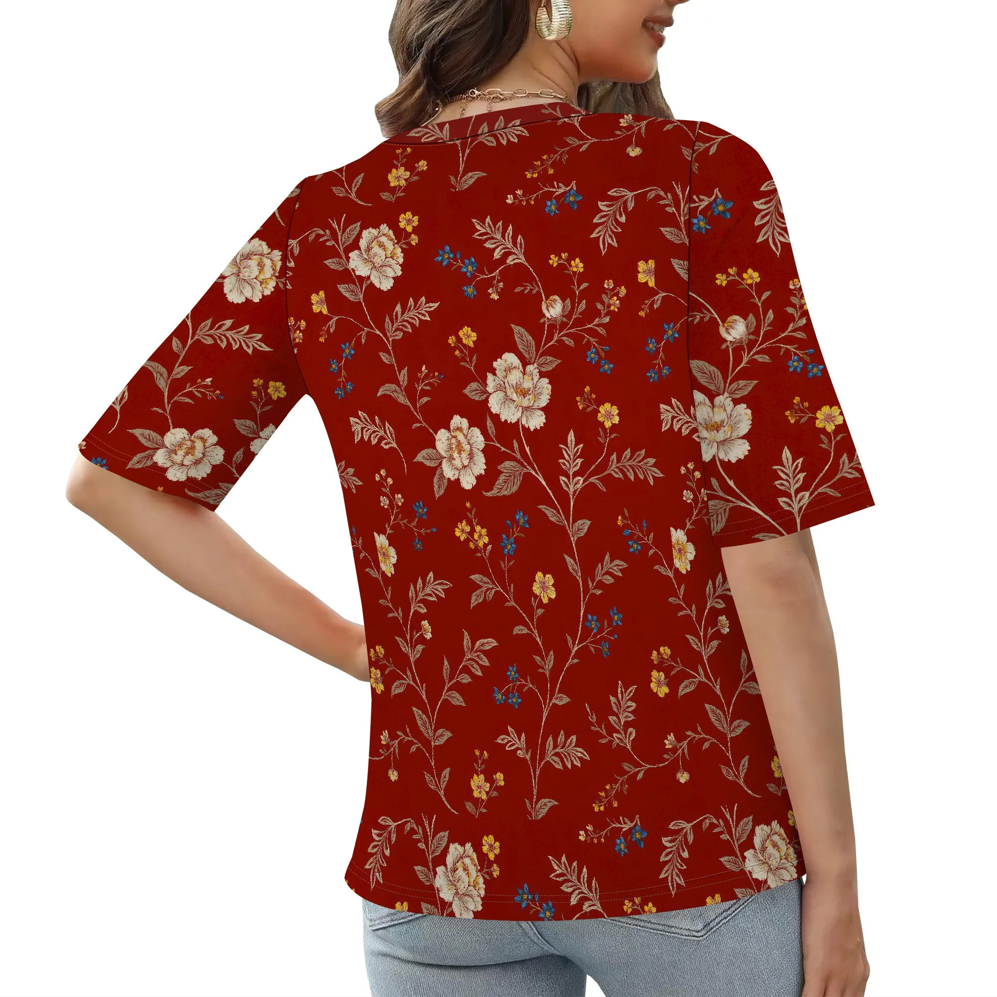 Camicie a maniche lunghe a 3/4 per donna Camicie da lavoro floreali Top Camicette Top T-shirt larghe