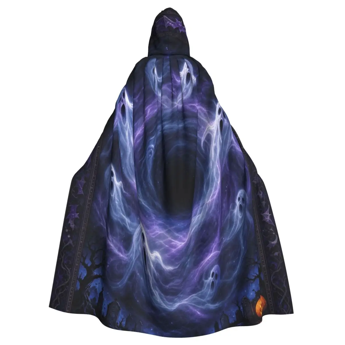 Aldult 3D Visual Vortex Halloween Cloak with Hood Spooky Ghost Grim Reaper Robe Costume for Party