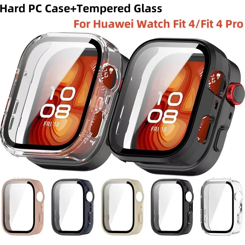 Glass+Case For Huawei Watch Fit 4 Tempered Glass Screen Protector HardPC All-Around Bumper Watch Cover For Huawei Watch Fit 4Pro