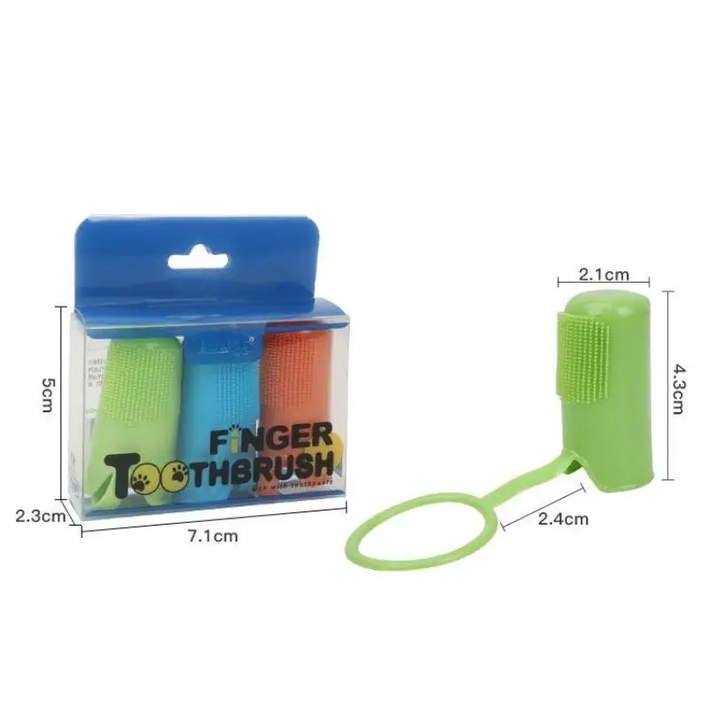 3Pcs Easy To Use Daily Dental Care Brushing Oral Cleaning Tools Pet Finger Toothbrush Set Reusable Dogs Cats Oral Cleaning