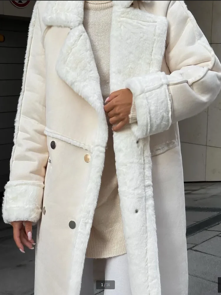2025ฤดูหนาวใหม่ขนสัตว์เสื้อแจ็คเก็ตหนังนิ่มผู้หญิงเสื้อกันหนาวWarm Thicke Parkaแฟชั่นหลวมชุดคอยาวเสื้อสเวตเตอร์ถักแขนยาวPlush Coat