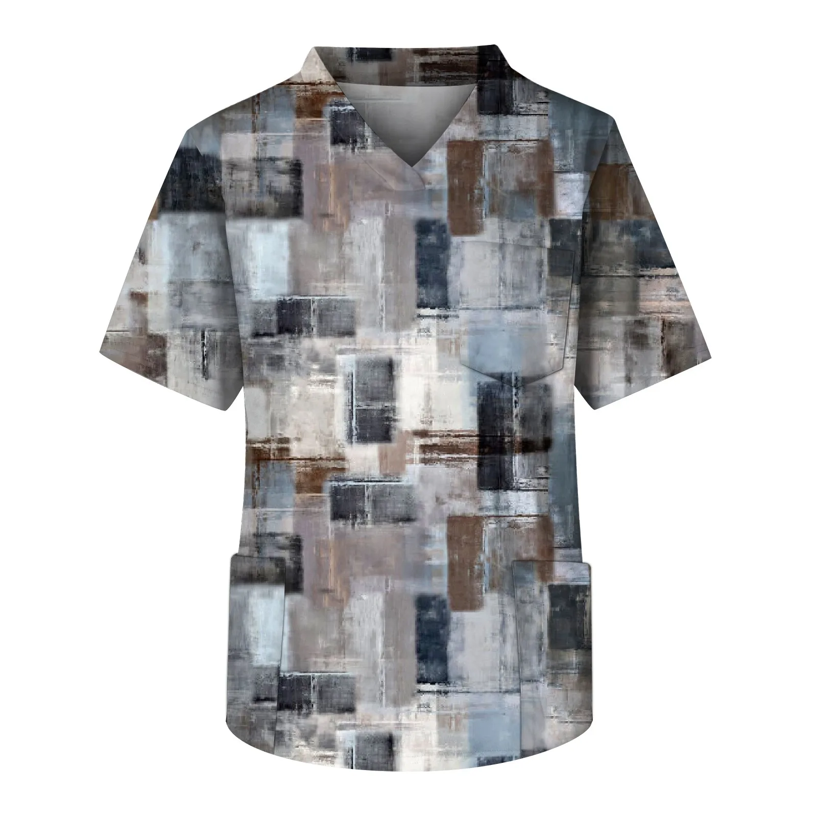 Heren Verpleegkundige Uniform Effen Kleur Korte Mouw V-Hals Tops Zomer Oversized T-Shirt Voor Mannelijke Zorgverlener Gezondheidszorg Kliniek Kleding