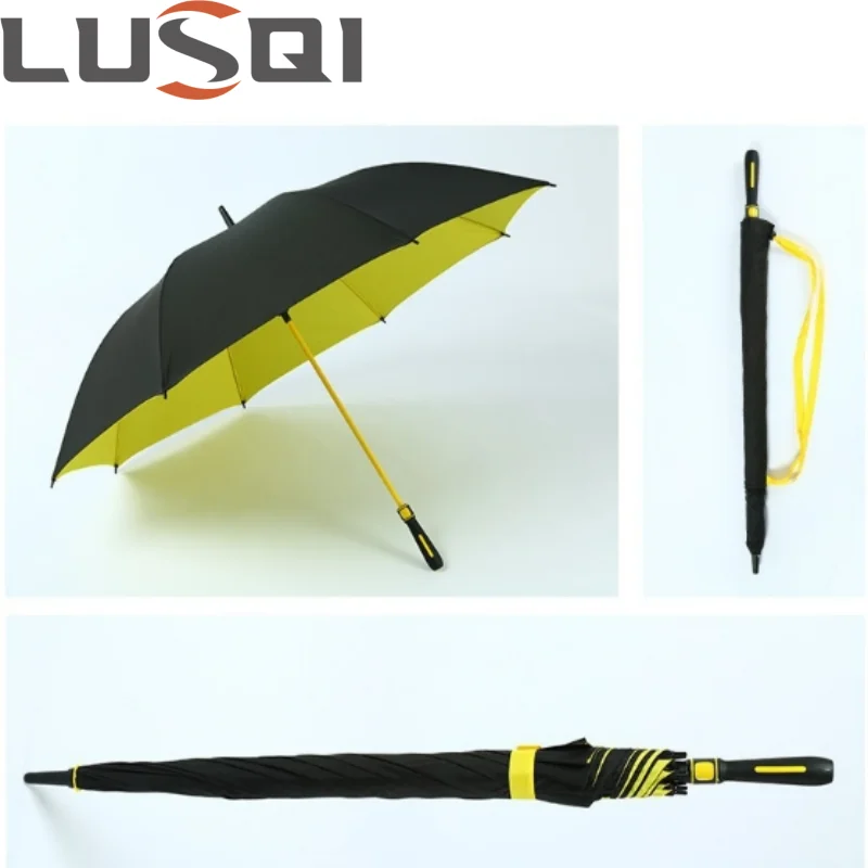 

LUSQI Golf Umbrella Double Layer Blackout Sun UV Protection Heavy Wind Resistant Business Stick Umbrella With Fiberglass Frame