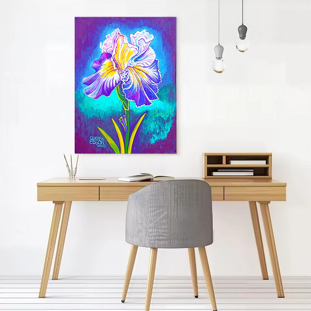Violet Iris Canvas Poster Customizable Printed Canvas Painting Wall Art for Fans Wand Deko Modern Living Room Paintings Mural