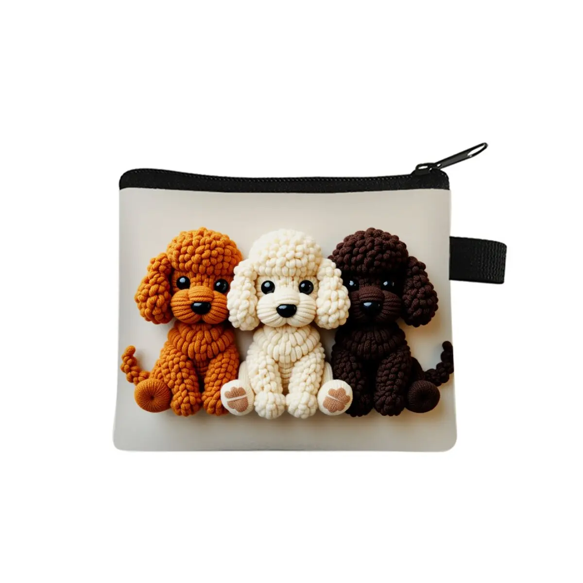 Gestrickte Hundepfoten-Münzbörse, niedliche Geldbörse für Jungen/Mädchen, Kinder, beste Geschenke, 2D flache Cartoon-Aufbewahrungstasche, Münzgeldbörse