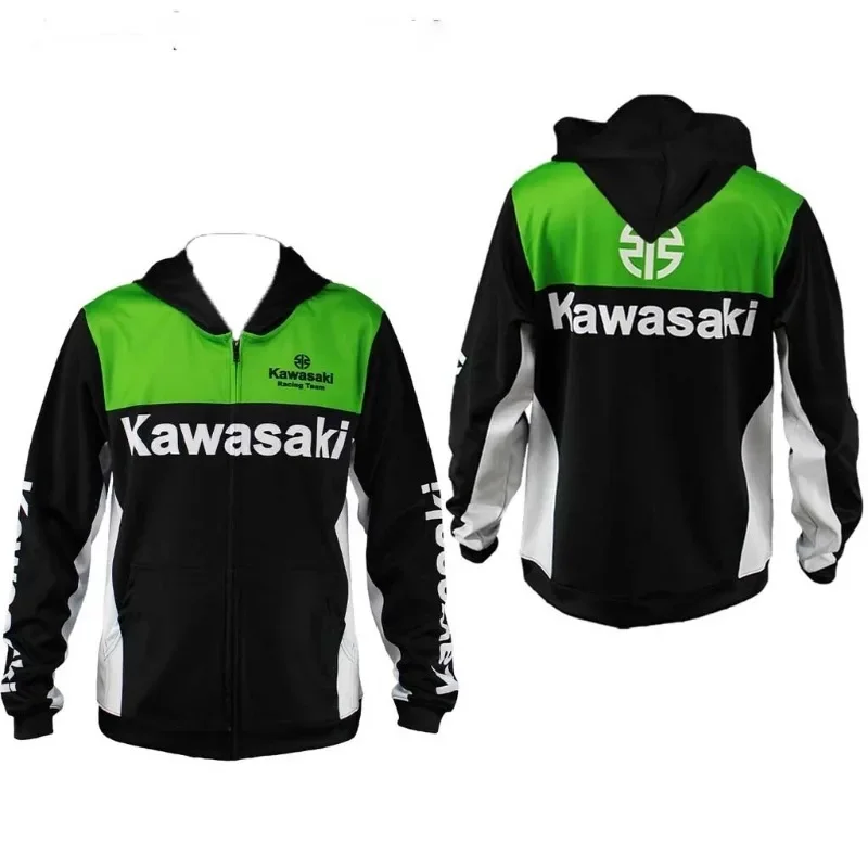 

Kawasaki's Latest Motorcycle Racing Zipper Hooded Sweatshirt for Men and Women, Sports, Leisure, Fashion Trend, Adult