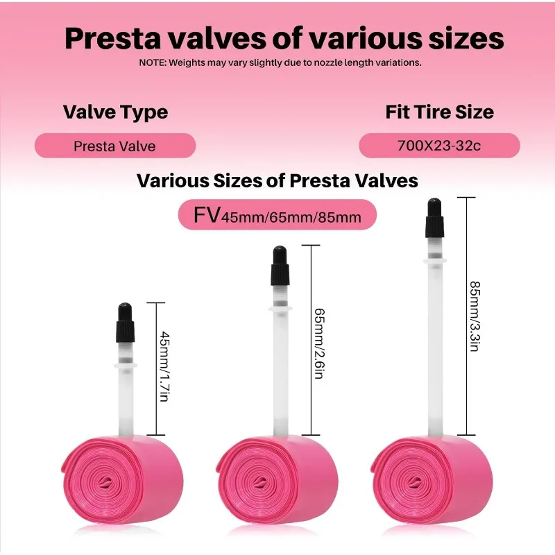 أنبوب داخلي للدراجة من مادة TPU 700C مكون من قطعتين     - صمام بريستا 28 جرام خفيف الوزن (45/65/85 مم) 18-32C مقاوم للثقب لدراجات الحصى على الطرق #2