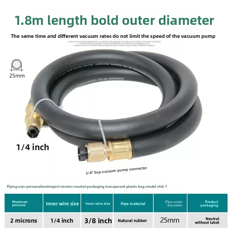VHB-1 Special Vacuum Hose 3/8" Thick Wall Vacuum Pressure Retention Tube Air Conditioning Evacuation
