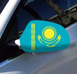 Directly Delivery 2 Pcs Free Size Four-way stretch fabric Kazakhstan Flags Car Mirror Cover