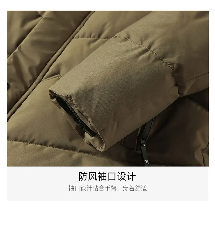 Winter 2026 New Fashion Men Solid Color Long Sleeve Zipper Casual Trendy Simple Daily Basic Hooded Parkas Male Top Clothing Coat