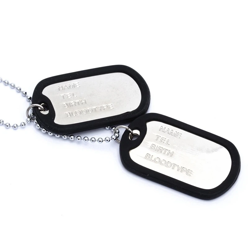 Necklace chain pendant 2 plate identity Dog Tag alloy fashion men