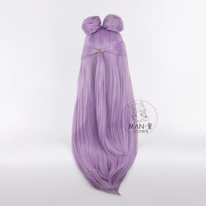 Mignon K/DA Evelynn Cosplay Wig Light Purple Double Buns Half Wig Halloween Gift view 4