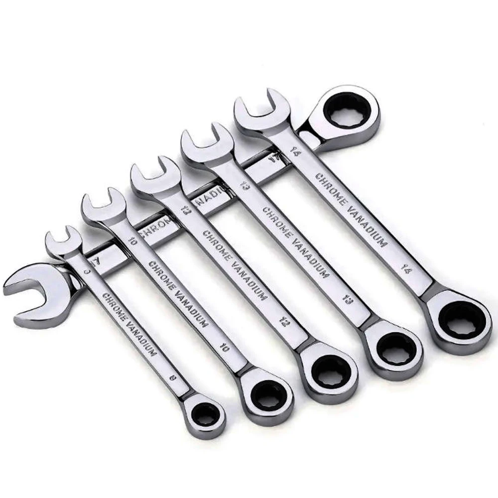 6-32mm Ratchet Wrench Spanner Fixed Head Mirror Polish 72T Ratcheting High Torque Multitool Ratchet Keys Auto Repair Hand Tools