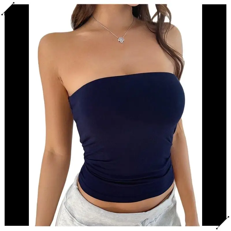 Womens Strapless Tube Tops Basic Backless Sleeveless Bandeau Going Out Crop Tops Cute 2025 Summer Clothes