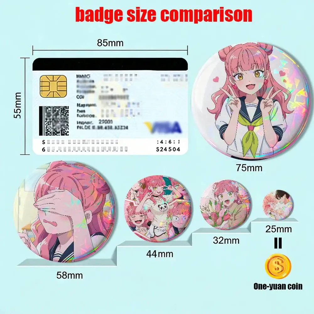 Miyu Suzuki You and I Are Polar Opposites Round Exquisite Badge Brooches Creative Pins For Clothes Hat Backpack Gift Accessories