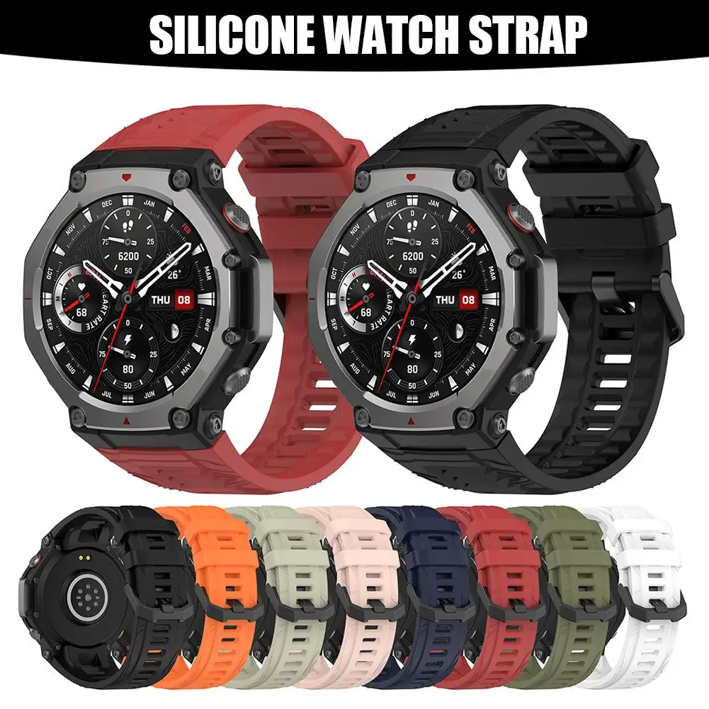 Silicone Watch Strap For Huami Amazfit T-REX 3 Smart Watchband Sport Bracelet Wristband With Tool Wrist Strap Replacement Parts