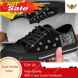 Black White Red Blue Bandana Paisley Womens Sneakers Flat Shoes High Quality Gifts Art Her Fashion Casual Footwear