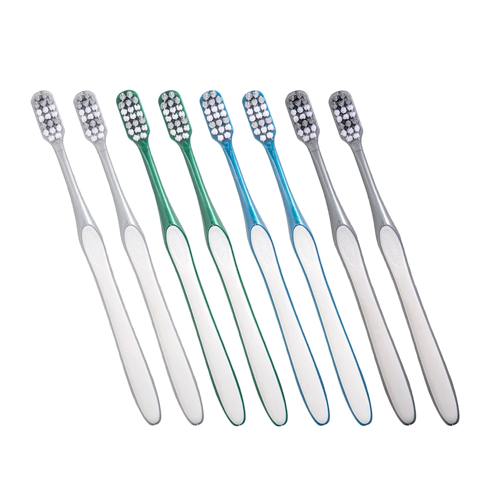 8Pcs 남성용 하드 브리슬 칫솔 가볍고 휴대 가능한 수동 여행용 칫솔 대형 헤드 핸드헬드 치아 청소 도구