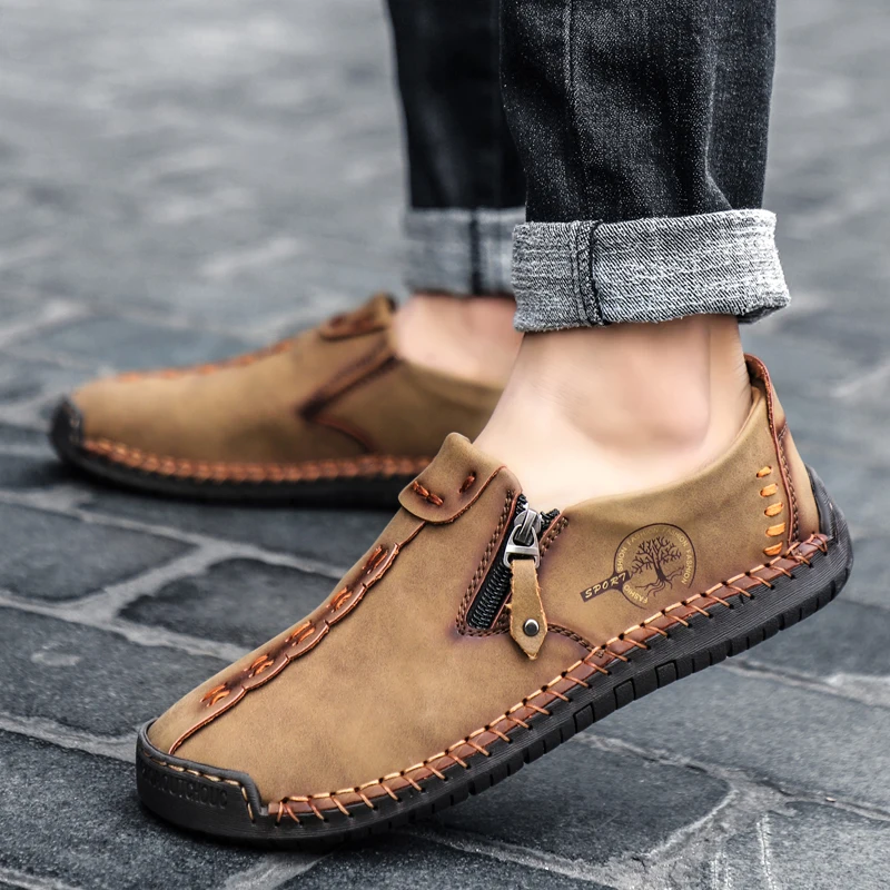 High Quality Genuine Leather Men Shoes Set foot Casual Slip On Men Loafers Men Flats Moccasins Shoes Plus Size Handmade shoes