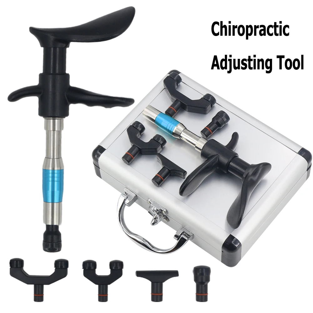 New Manual Chiropractic Gun 300N Cervical Spine Therapy Correction Adjusting Tool Joint Pain Relief 4 Heads Osteopathic Massager