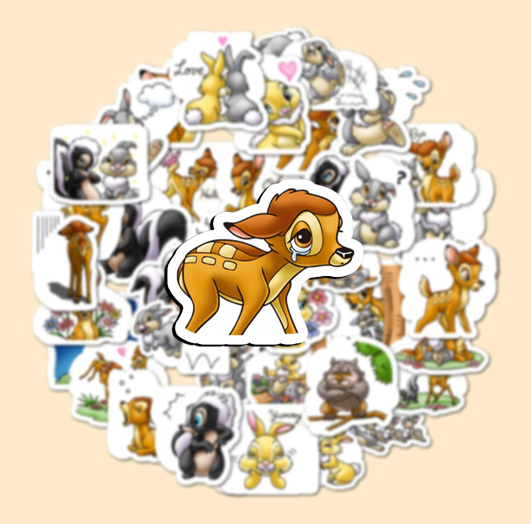 40 Stück Cartoon Bambi Aufkleber Kawaii DIY Reisegepäck Gitarre Kühlschrank Laptop Graffiti Aufkleber Kinder