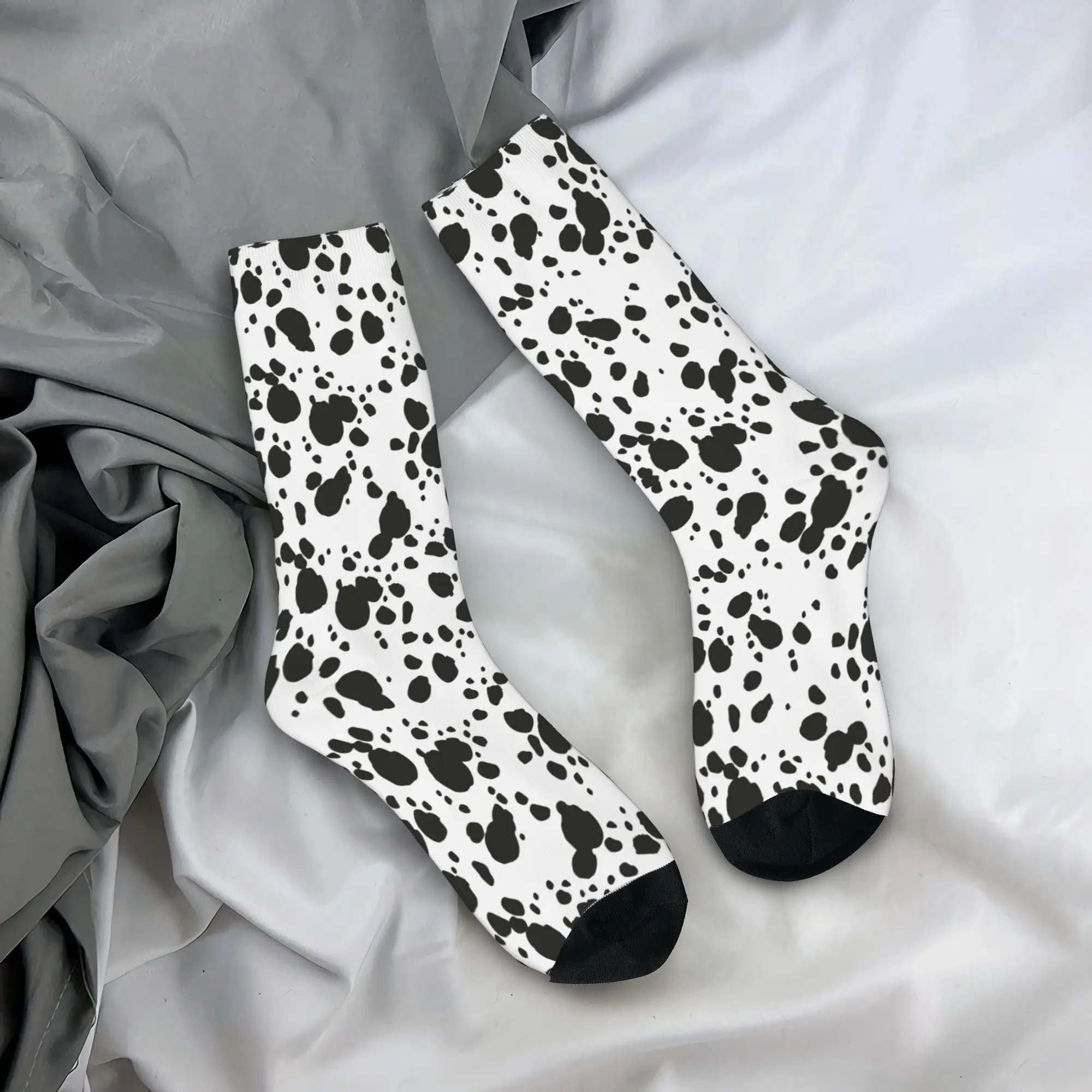 

Черно-белые носки с принтом далматинской собаки, чулки в стиле Харадзюку, спортивные носки средней длины, мягкие для мужчин и женщин